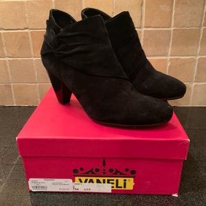 Vaneli Jeanay Black Suede Bootie